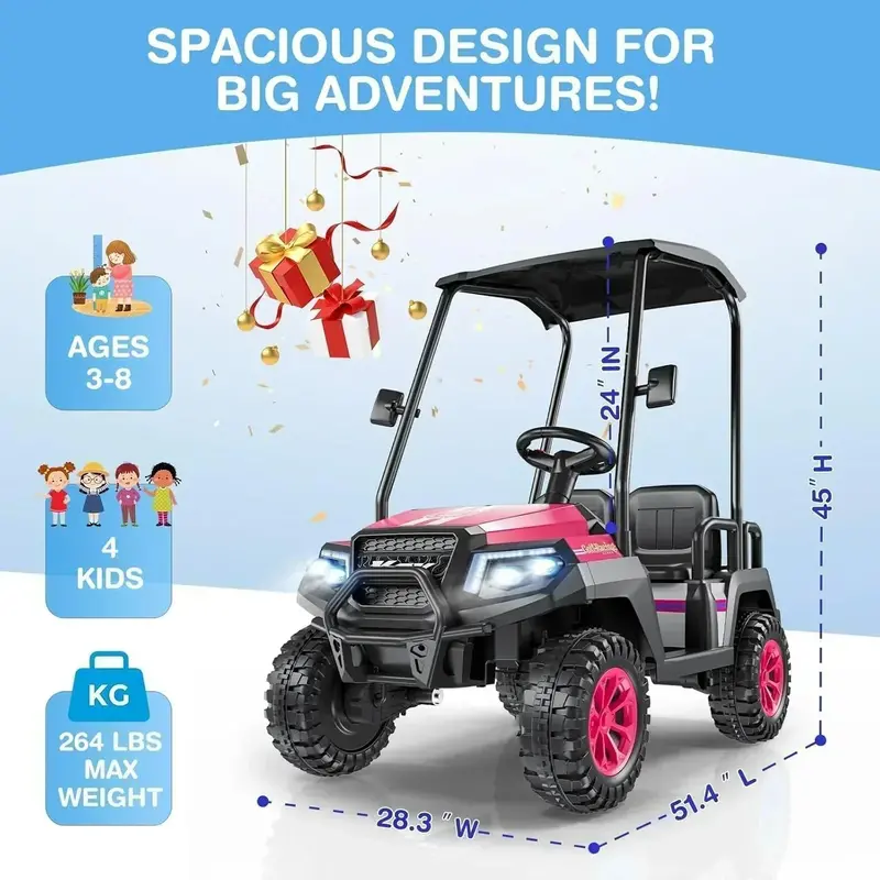 R9 Kids’ 24V Golf Cart – Remote-Controlled with Detachable Awning & Safety Features