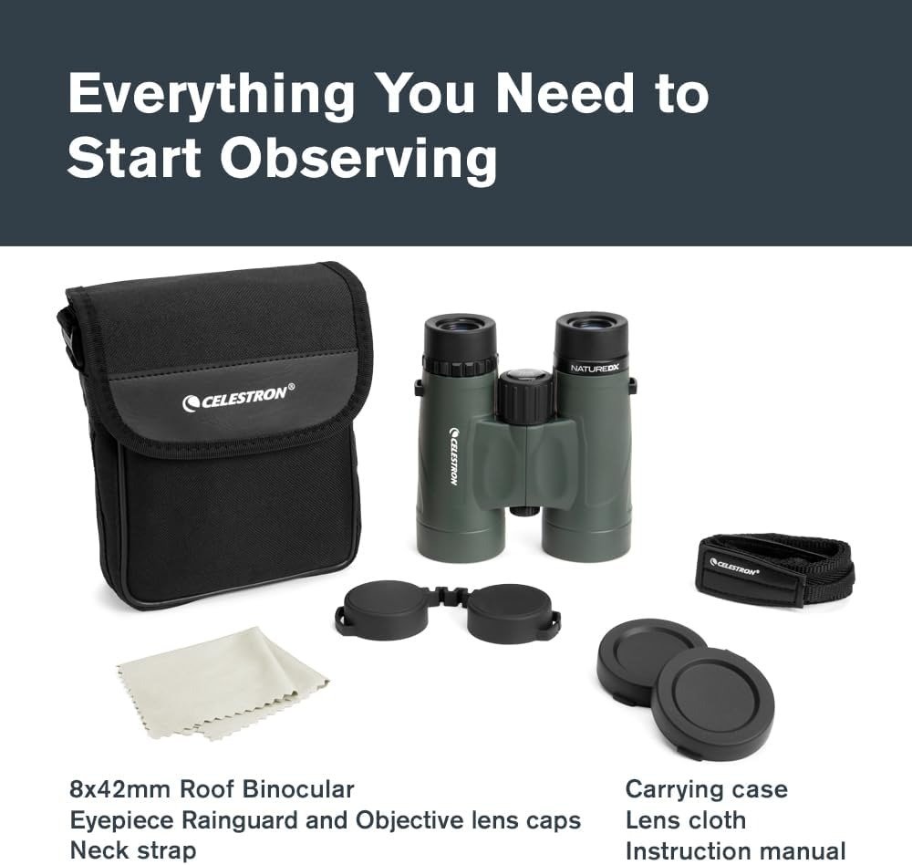 8×42 Binoculars – Ideal for Birding and Outdoors – 42mm Objective Lenses – Wide 7.4° Field of View – BaK-4 Prisms – Fully Multi-Coated – Waterproof and Fogproof