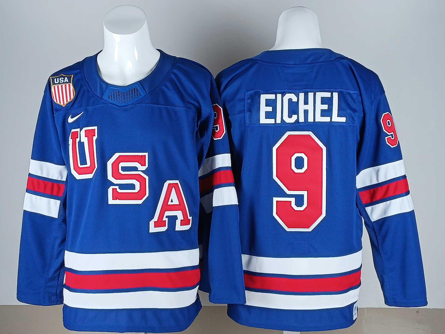 Men's United States Hockey Jack Eichel #9 Royal 2026 Winter Olympics Jersey