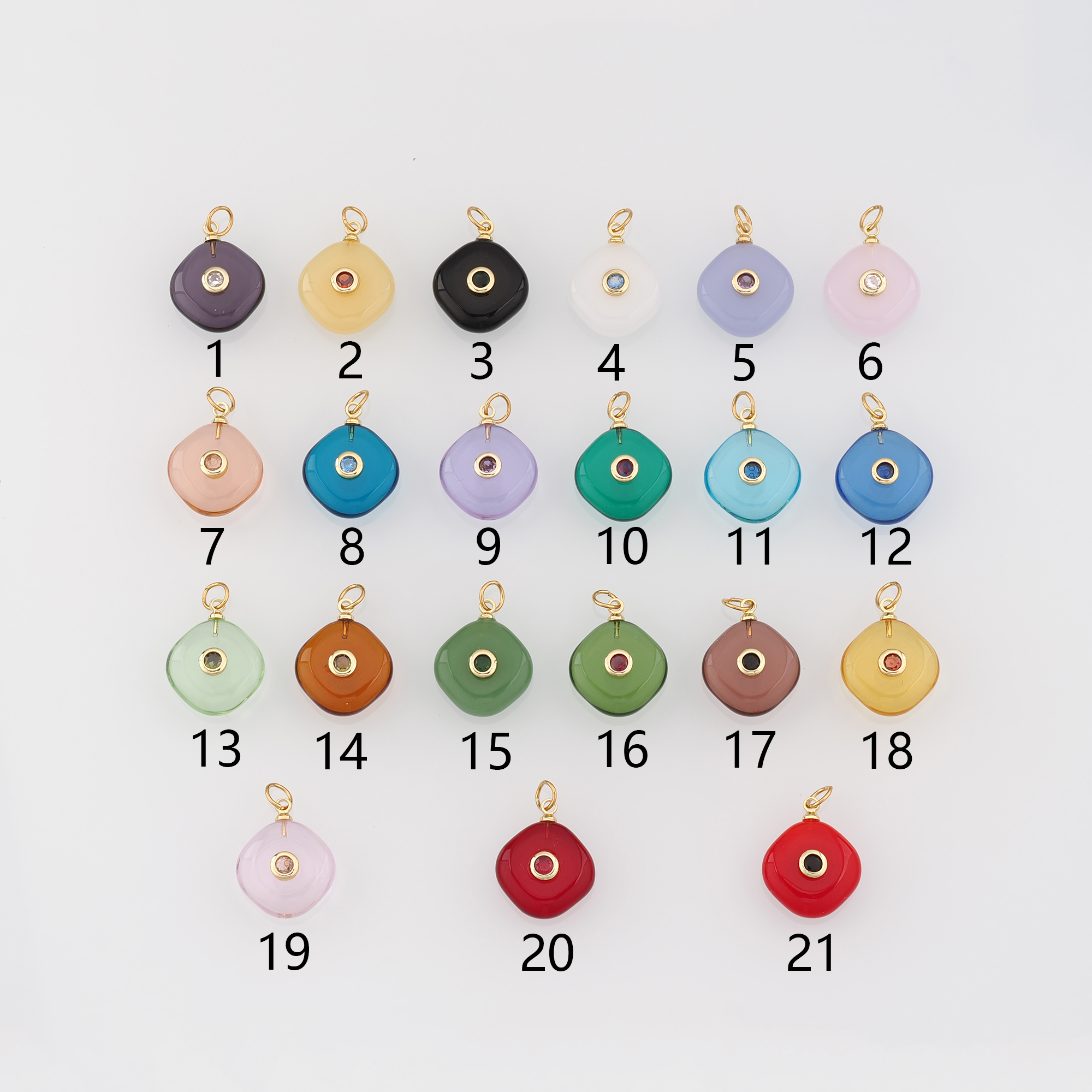 18K Gold Filled Rhombus Pendant,Natural Stone Rhombus Charm Earrings Necklace for DIY Jewelry Making Supply