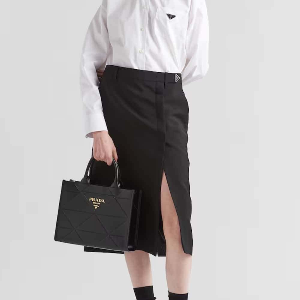 Prada Small Symbole Bag With Topstitching Black 11 Inches 1Ba379 Ask F0002 V Oco