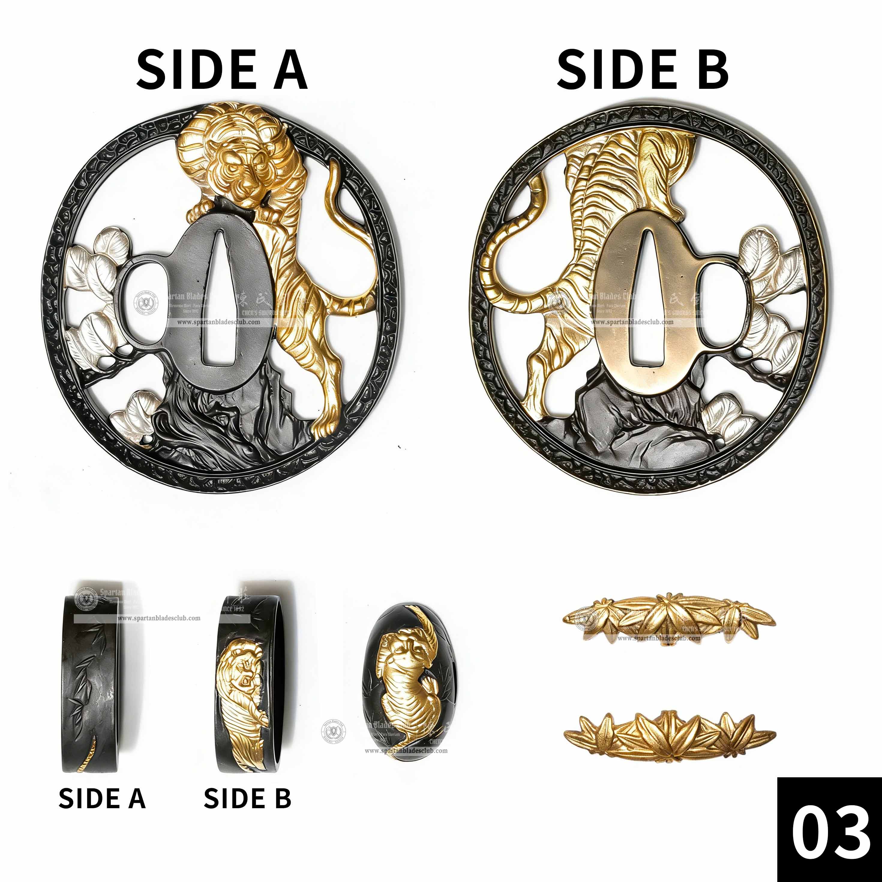Custom Your Katana | Tiger | Complete Set Fittings (Brass Gilded) | Spartan Blades Club | CHEN'S SWORDS 1892 - Spartan Blades Club - 陳氏劍莊1892