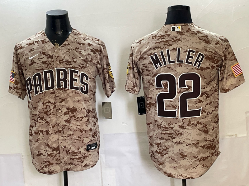 Men's San Diego Padres Mason Miller #22 Camo USMC Alternate Replica Player Jersey