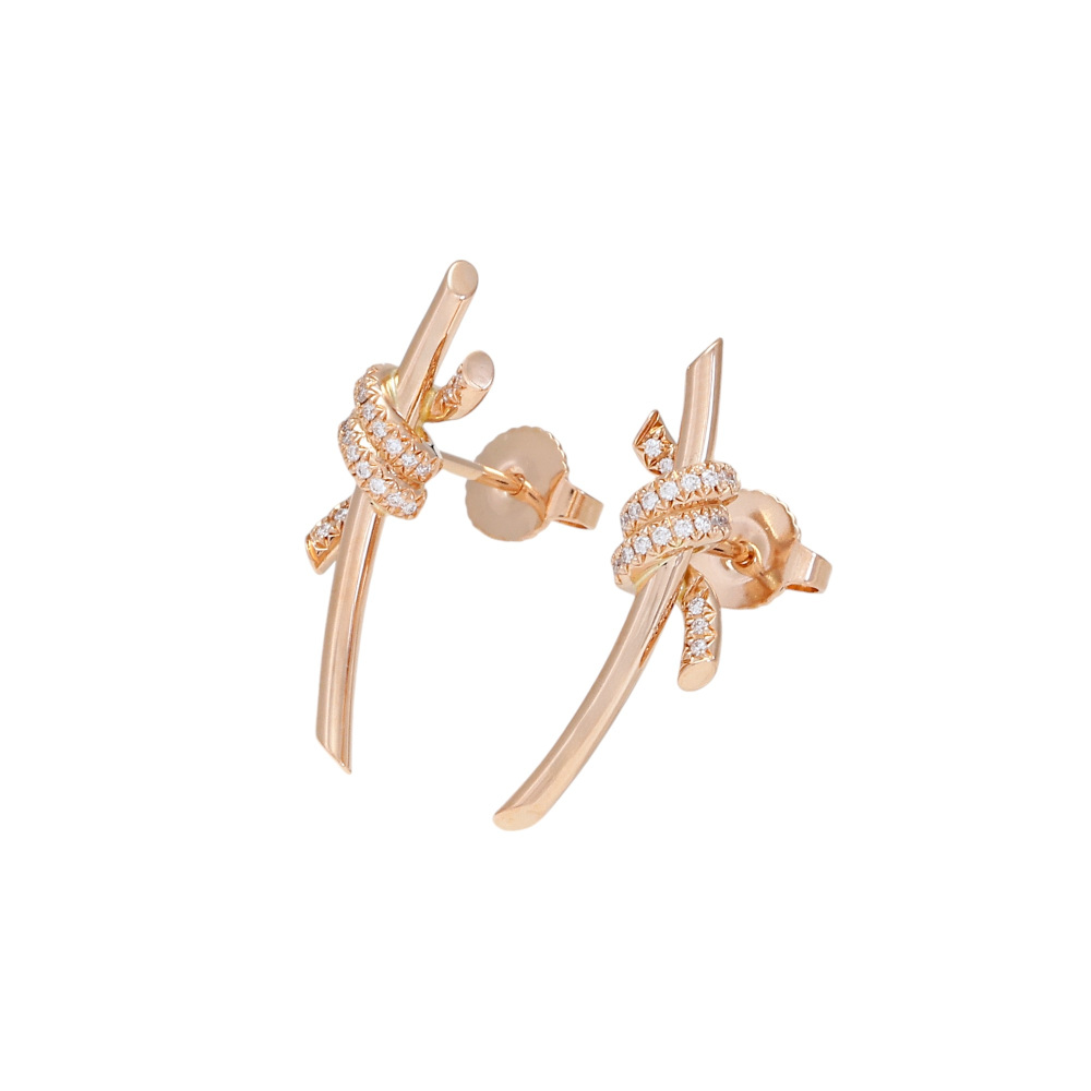 Tiffany & Co. Knot Earrings 18K Rose Gold Diamond 69526136