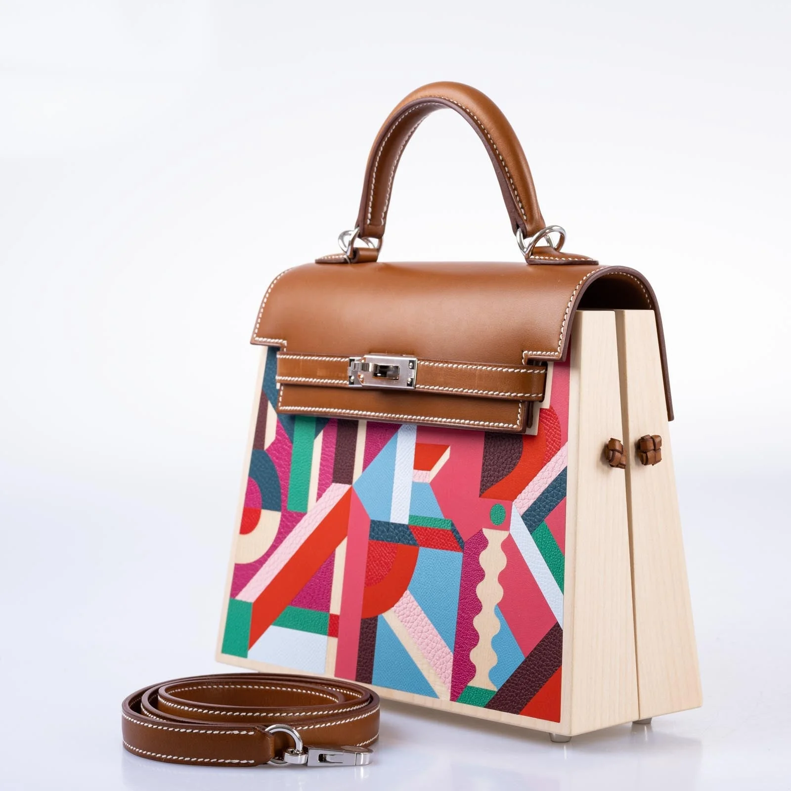 Hermès Kelly Picnic Kellywood Perspective Cavalière Wood Barenia Palladium Hardware