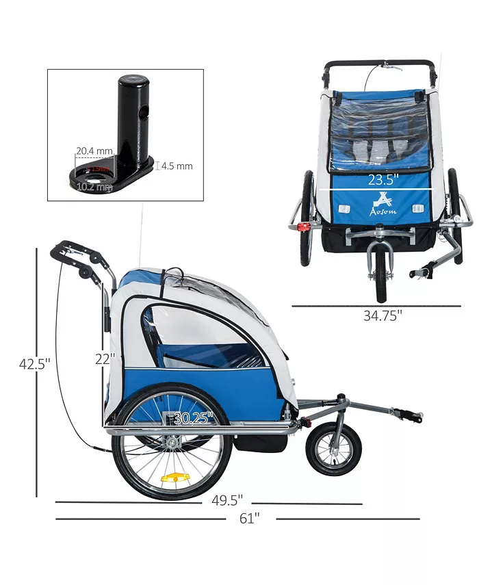 Aosom Elite Child  Pet Three-Wheel Bicycle Cargo Trailer Blue