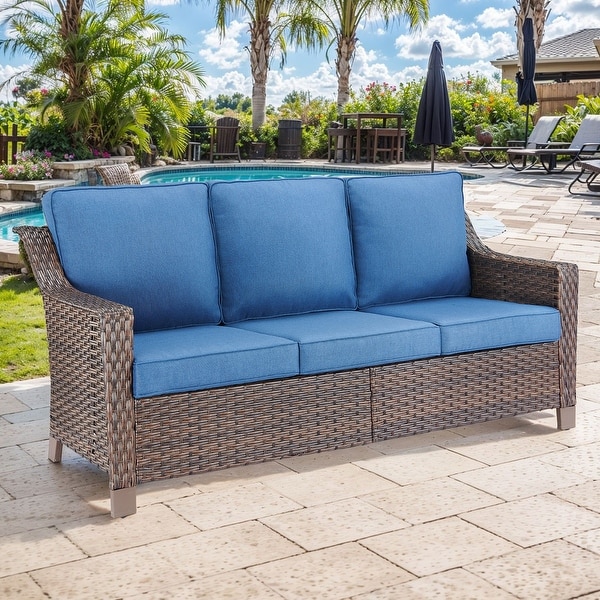 Patio High Back Sofa Outdoor Sofa with Cushion