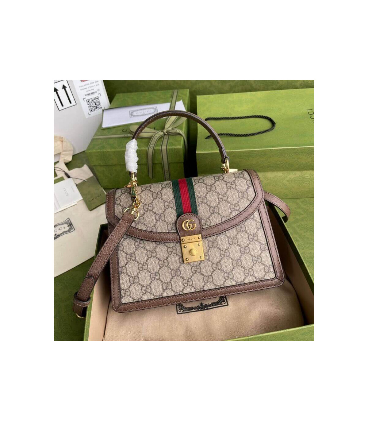 Gucci Ophidia Small Top Handle Bag With Web
