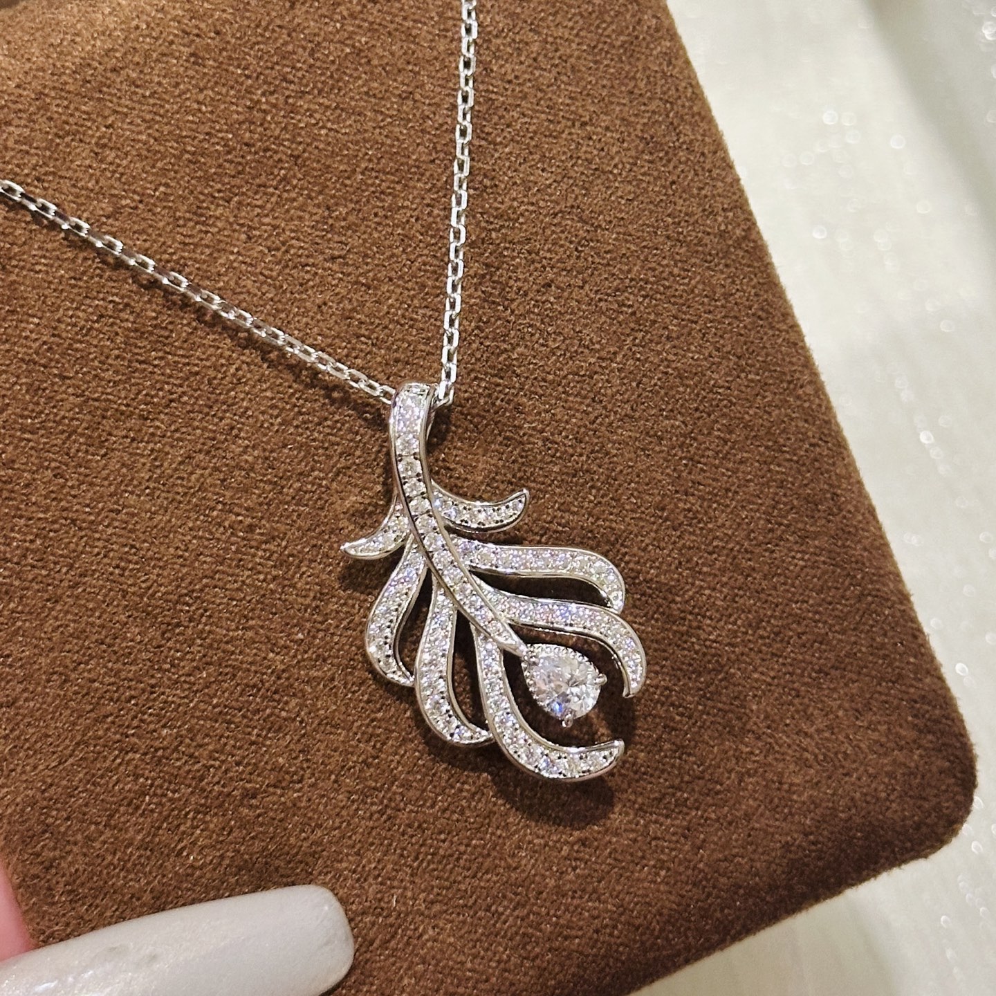 Boucheron Feather Drop Solitaire Necklace - cnluxepick