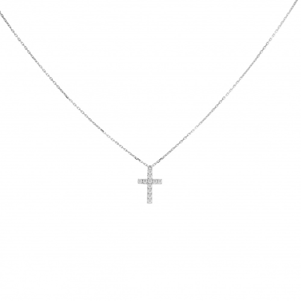 Cartier Symbol Online Limited Cross Necklace 18K White Gold Diamond B7221700