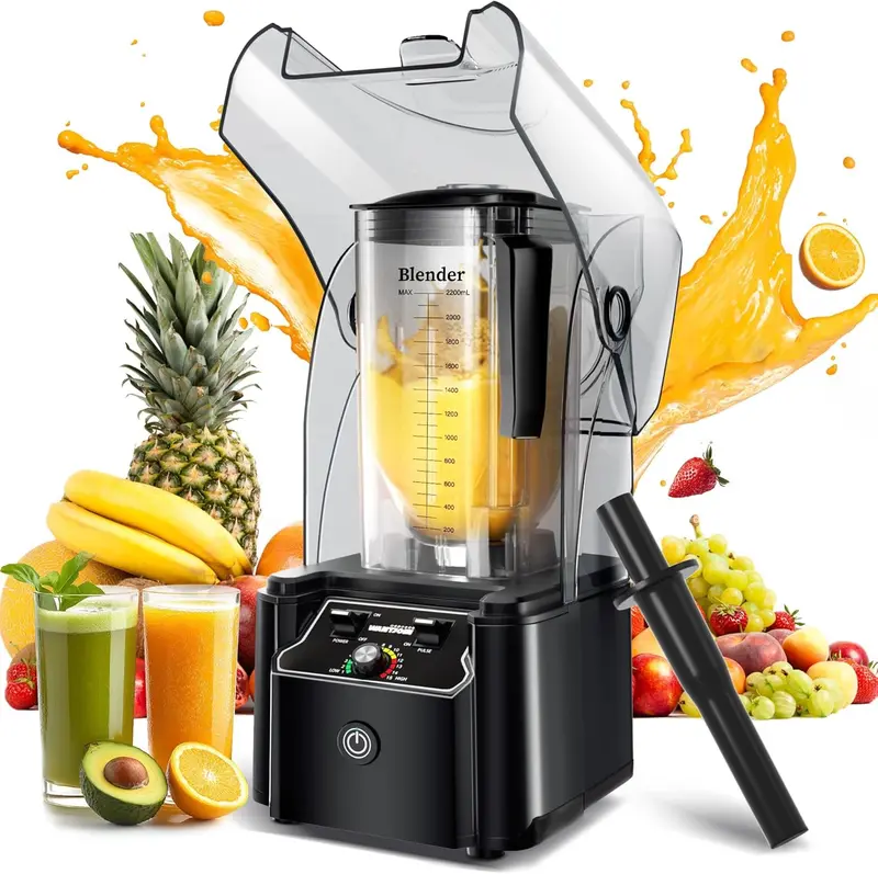 WantJoin 2200W Commercial Blender – Sound-Dampened Enclosure, Industrial Power, and Self-Cleaning Capability