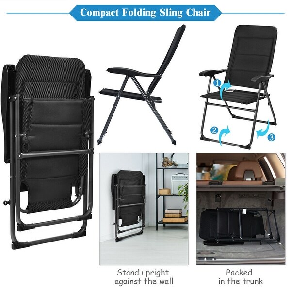Gymax 2PCS Patio Folding Chairs Back Adjustable Reclining Padded