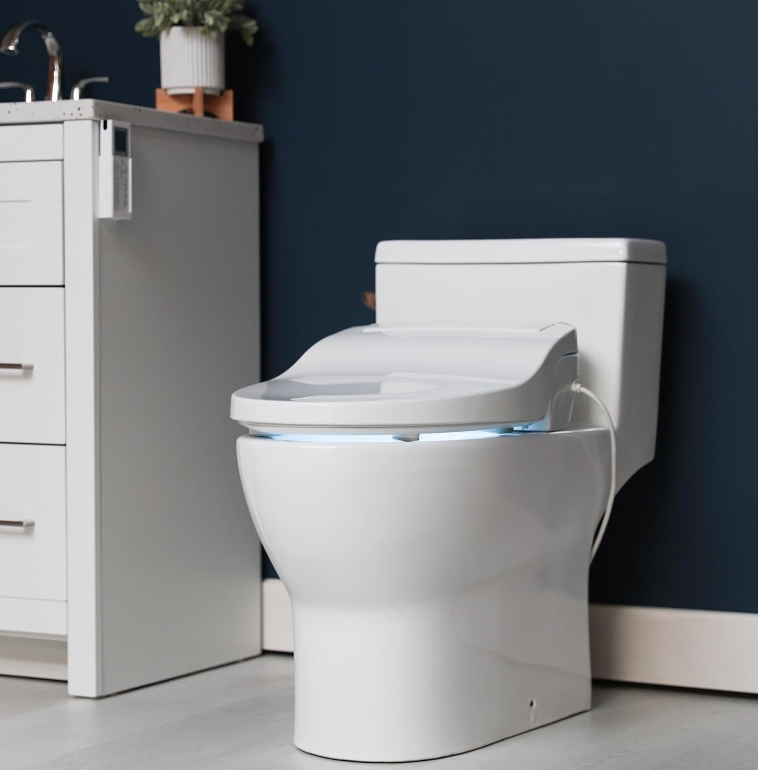 Elongated Electric Bidet Toilet Seat with Endless Warm Water, LED Nightlight & Wireless Remote