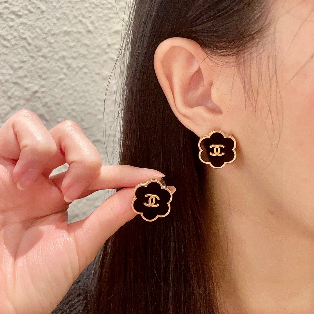 Chanel Camellia Double C Stud Earrings - cnluxepick