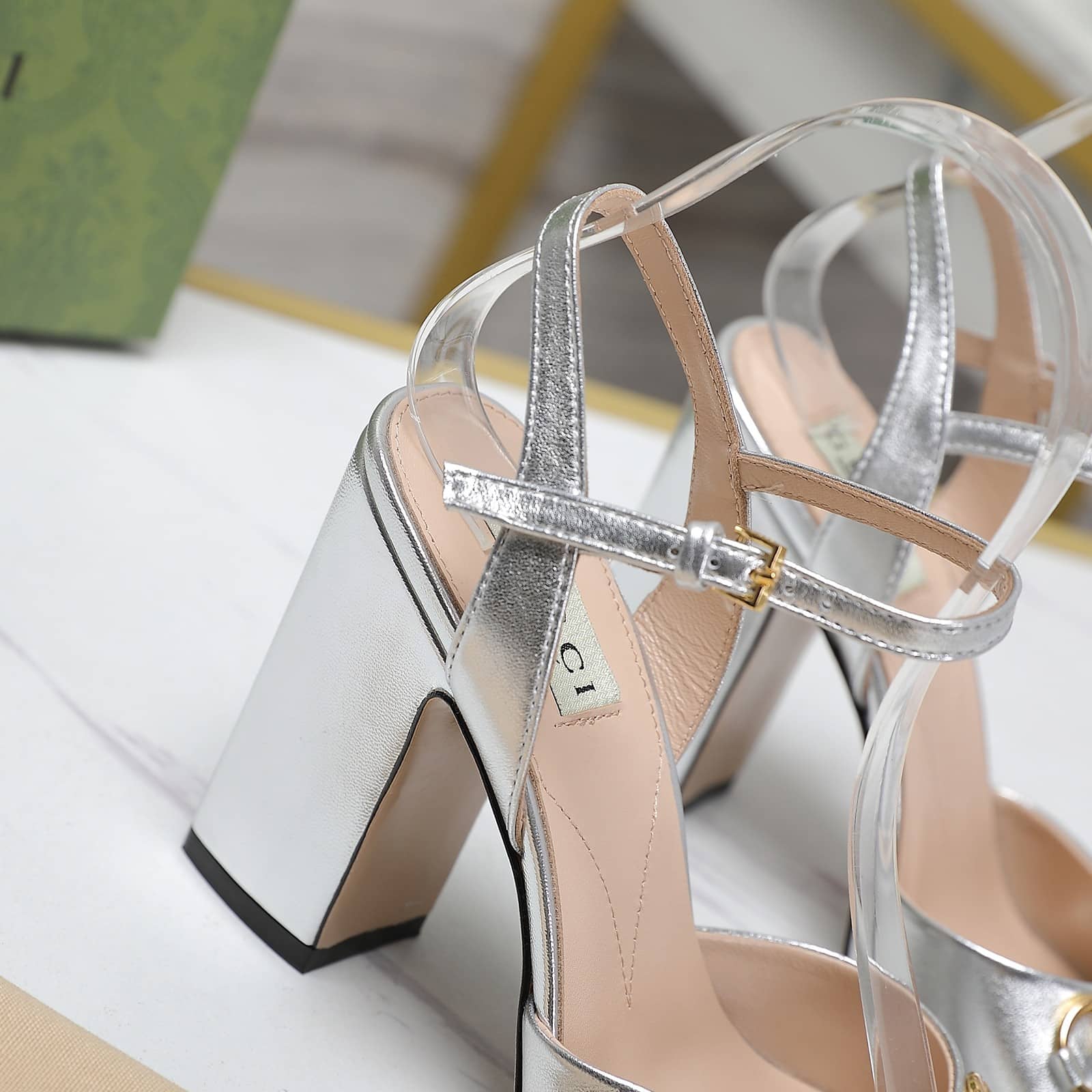 Gucci Women’S Horsebit High Heel Sandal Silver
