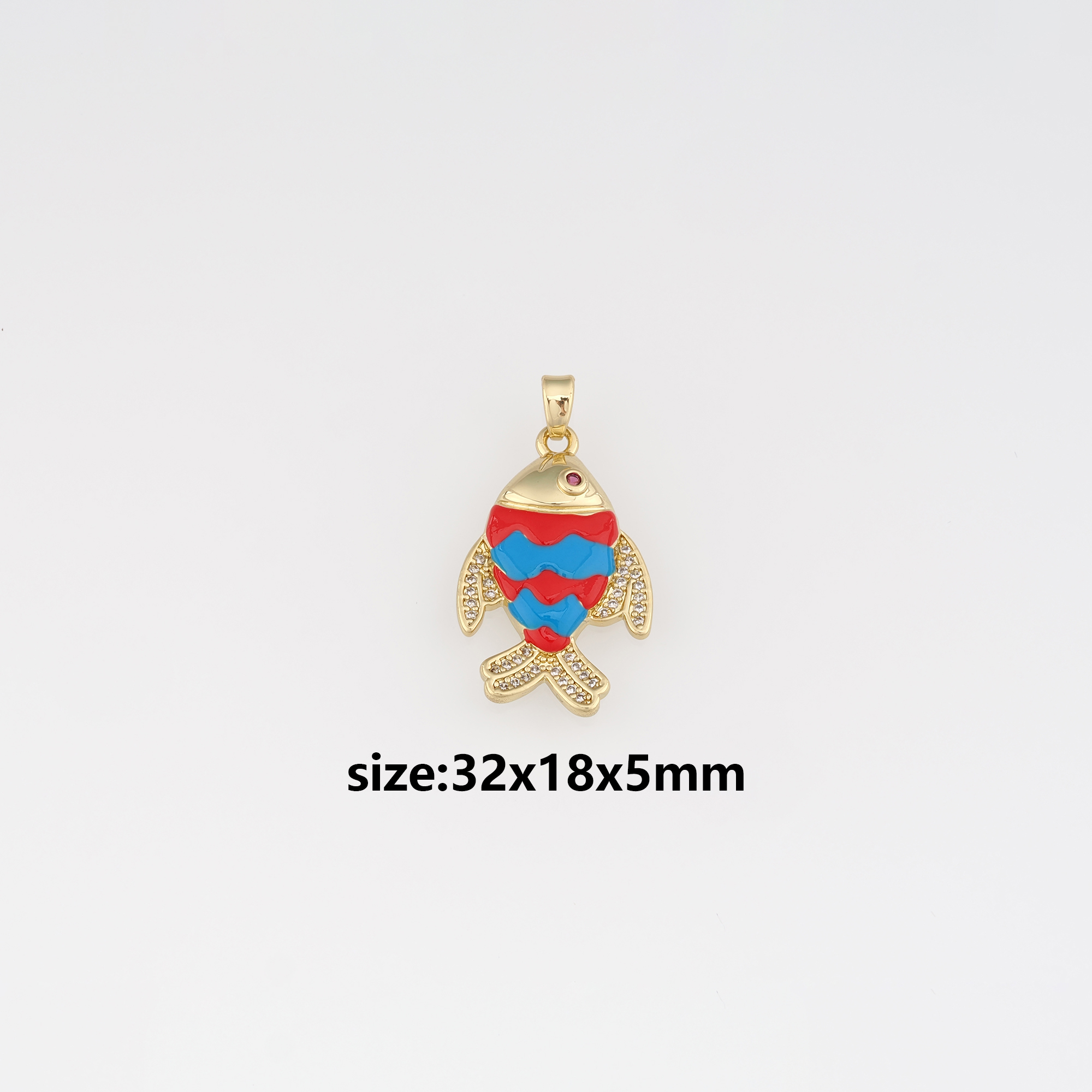 18K Gold Filled Fish Pendant,Enamel Fish Charm Earrings Necklace for DIY Jewelry Making Supply