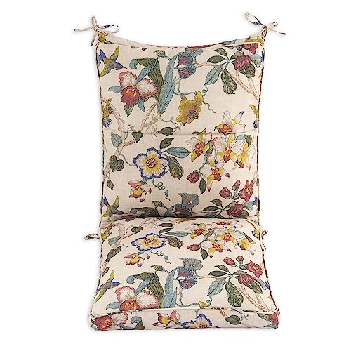 Set of 4 Outdoor Dining Chair Cushions, Comfort Patio Seating Cushions, 44 x21x4.5 inch, Single Welt and Zipper, (4, Khaki Floral Essence)
