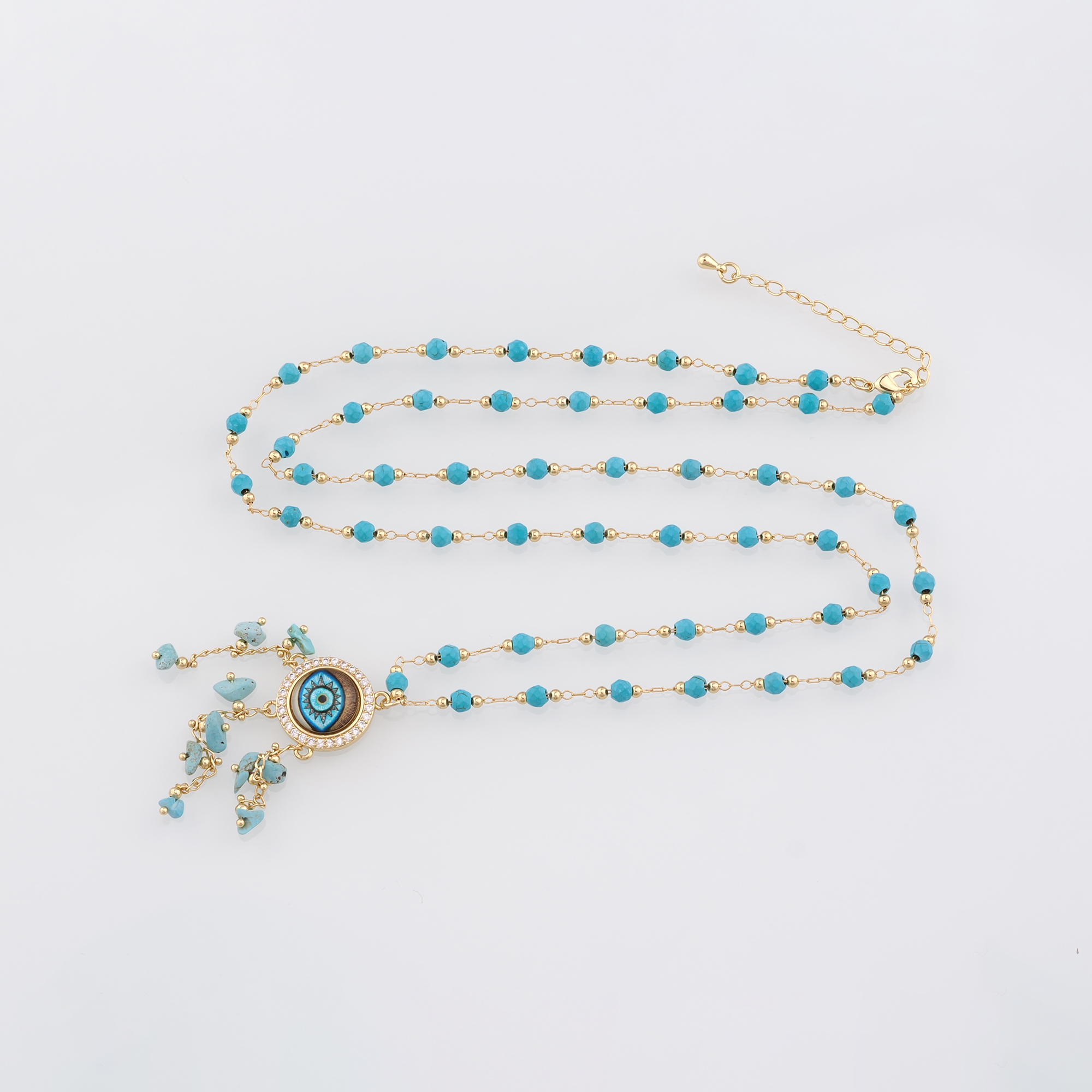18K Gold Filled Evil Eye Necklace,Beaded Necklace,Minimalist Necklace,Adjustable Necklace