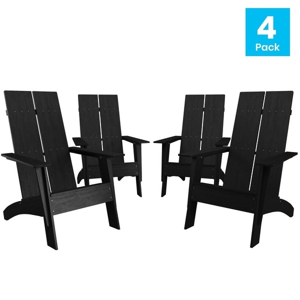 Modern Dual Slat Back Adirondack Style Chairs,Set of 4