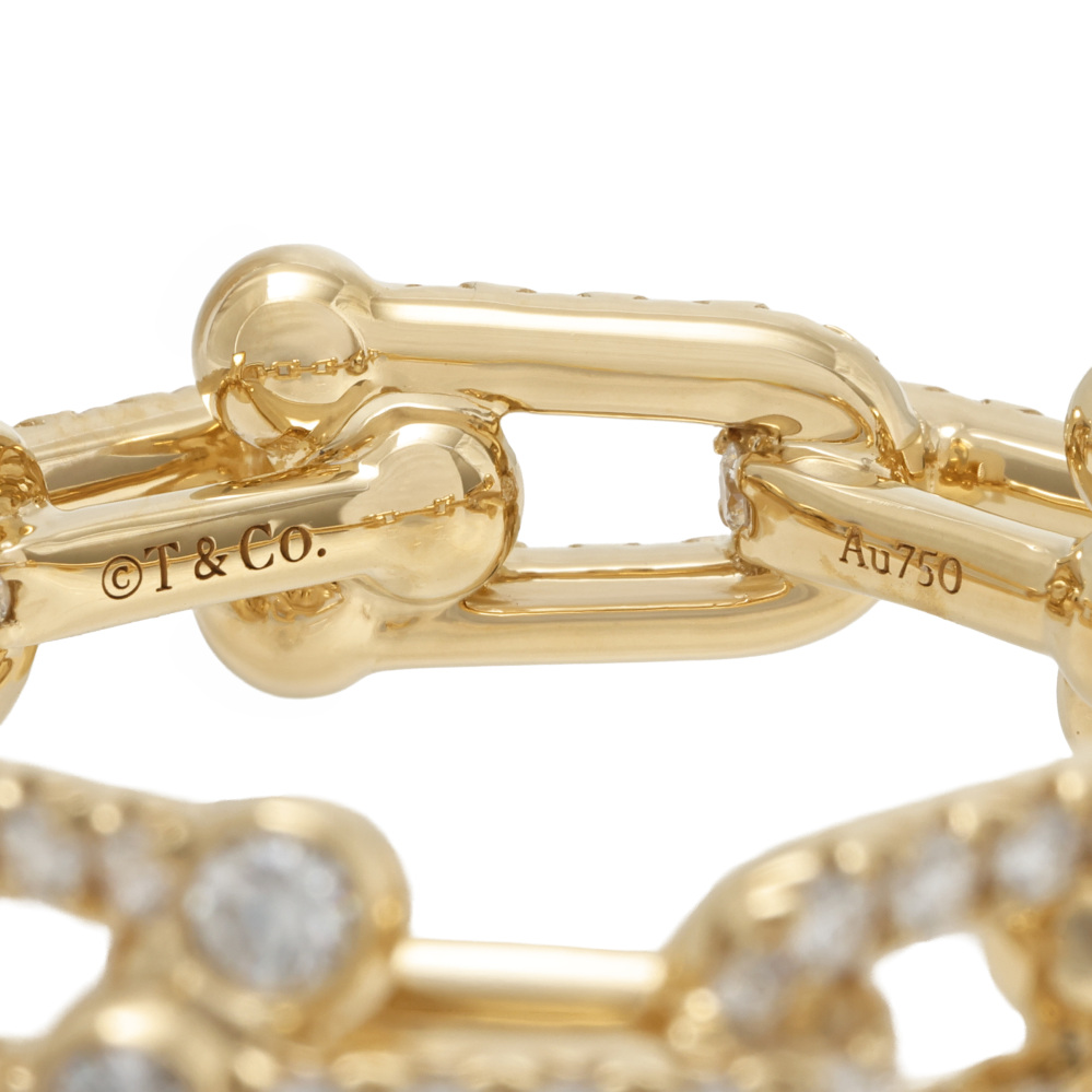 Tiffany & Co. Hardware Link Ring 18K Yellow Gold Diamond 72670221
