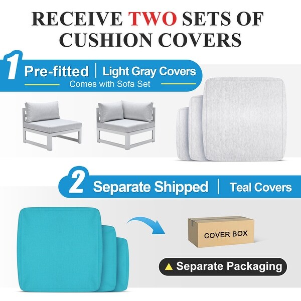 Nicesoul White Aluminum Modern Patio Furniture Sectional Sofa Set with Cushion