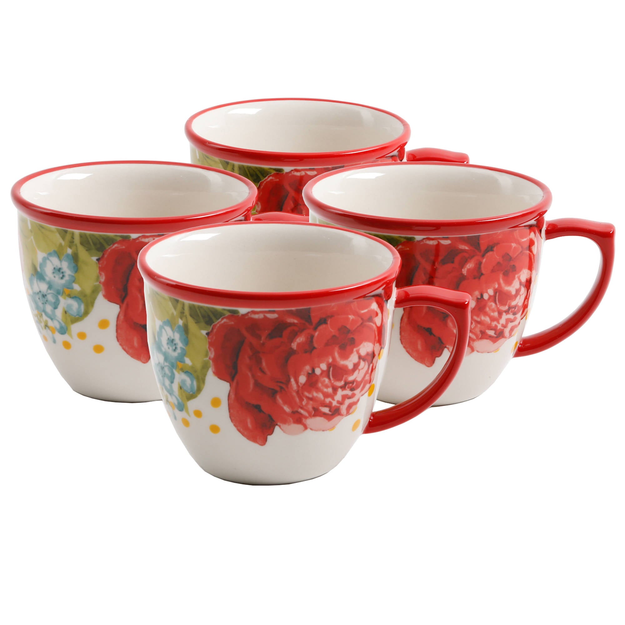 The Pioneer Woman Blossom Jubilee 4-Piece 16-Ounce Coffee Cup Set