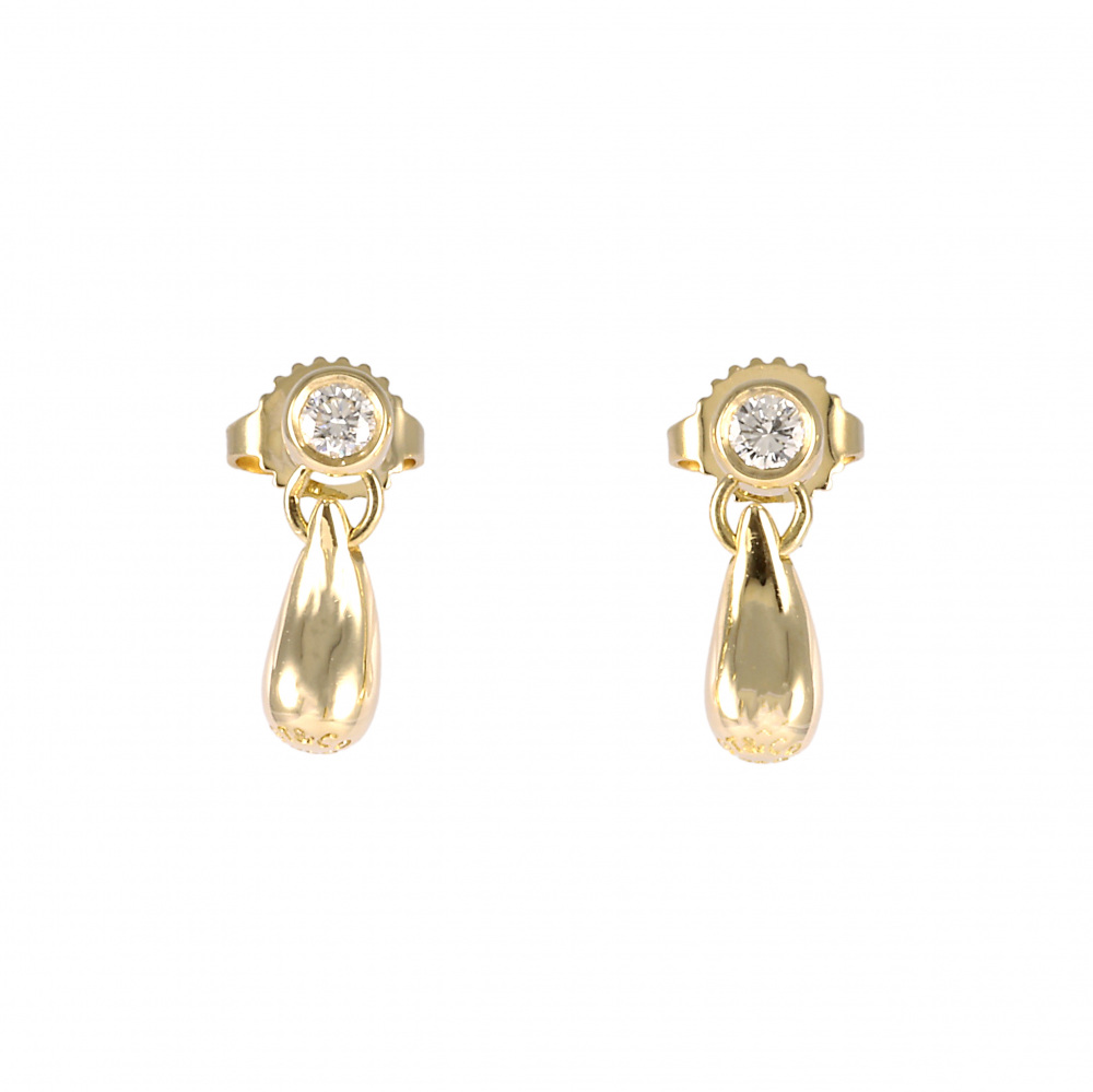 Tiffany & Co. Elsa Peretti Tifa Drop Earrings 18K Yellow Gold Diamond