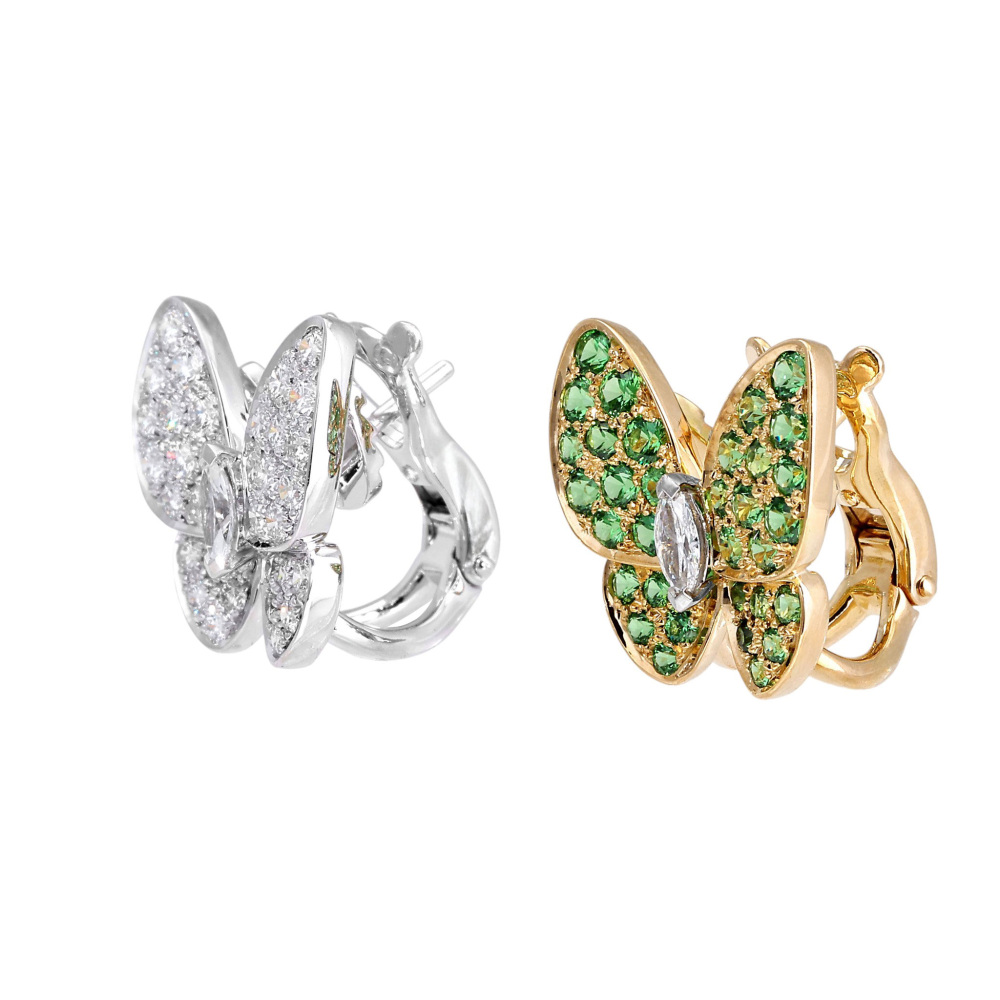 Van Cleef & Arpels Fauna de Papillon Earrings 18K White Gold & 18K Yellow Gold VCARO6W600