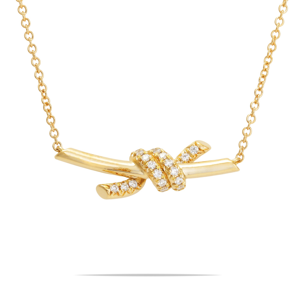 Tiffany & Co. Knot Necklace 18K Yellow Gold Diamond 75123582
