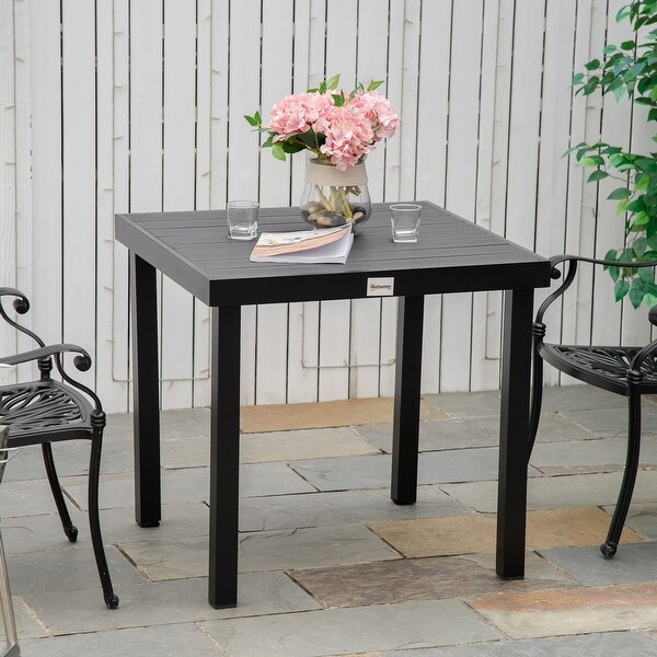 Outsunny Patio Dining Table for 4,Rectangular Aluminum Outdoor Table for Garden Lawn Backyard,Black