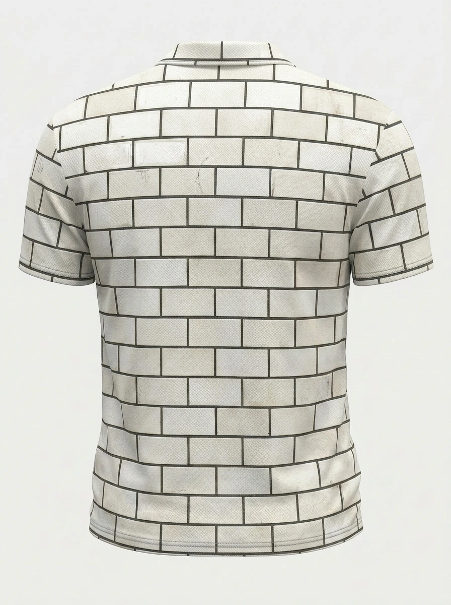 Moisture Wicking Golf Polo 3D White Brick Wall Button Short Sleeve Golf Polo Shirt