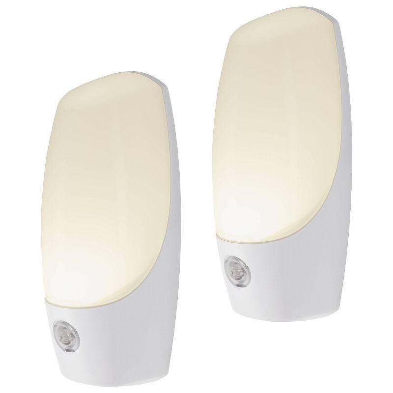 Energizer 2pk LED Automatic Plug In Nightlights: Wall Plug Night Light for Bathroom, ETL Listed, 30,000 Hour Bulb Life
