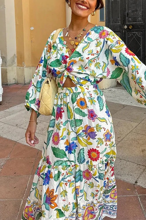 Floral Twist Front Maxi DressClistos