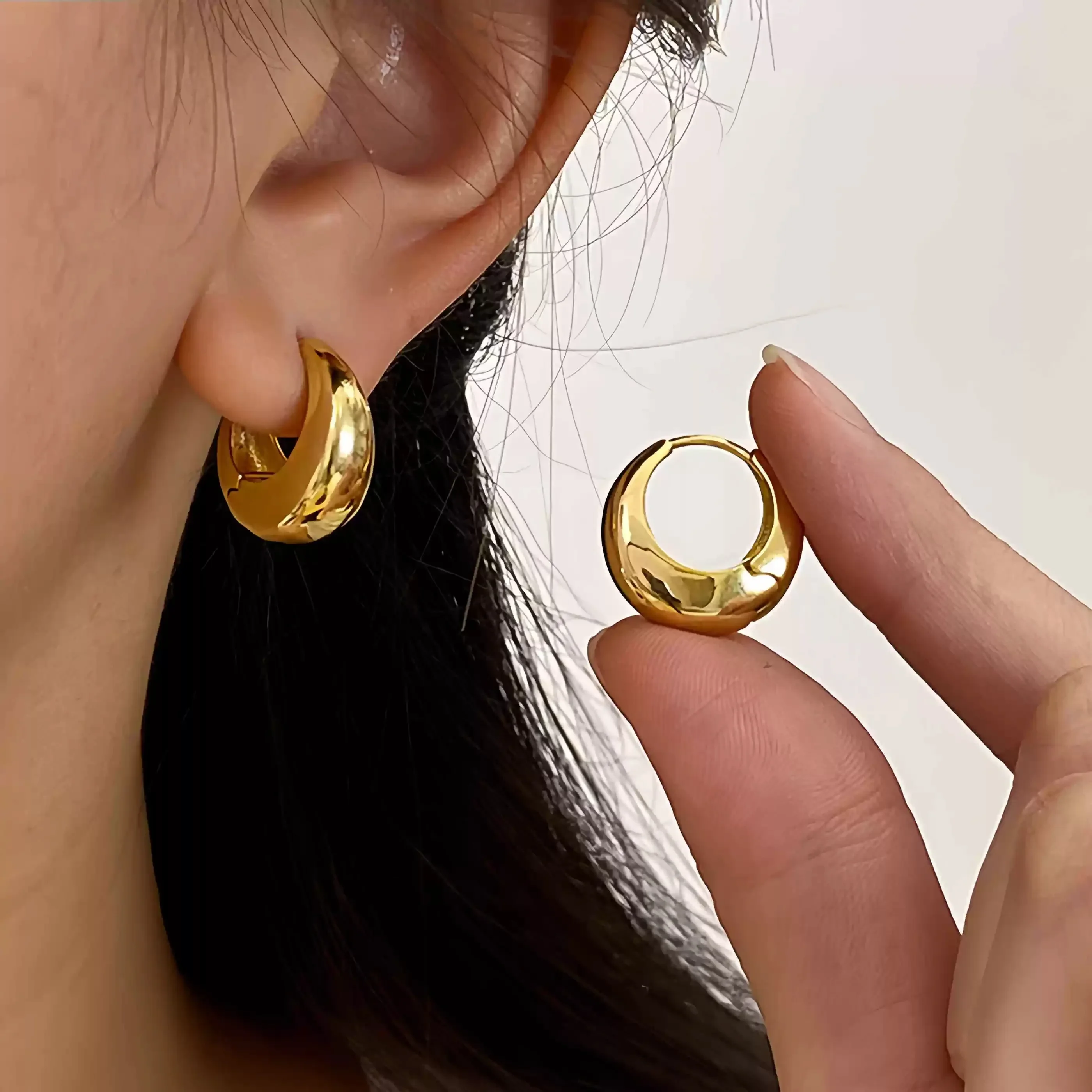 Fashion Stainless Steel Chunky Knot Earrings for Women Vintage Simple Multi-layer Circle Round Drop Earrings Punk Jewelry Gifts