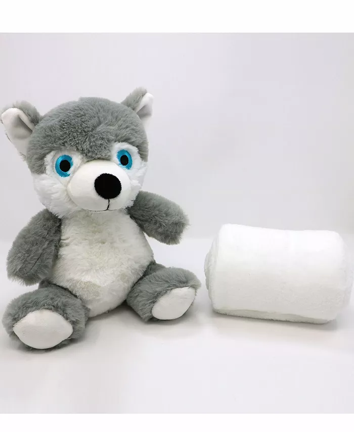 Amor Bebe Baby Boys and Baby Girls Plush Wolf with Blanket