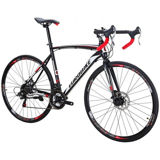 700C Adult Road Bike Steel Frame 54cm Muti Spoke Wheel Dual Disc Brake 21 Speed Gear System Men Road Bicycle
