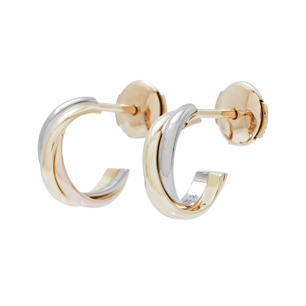 Cartier Trinity Earrings Tri-Gold B8017100