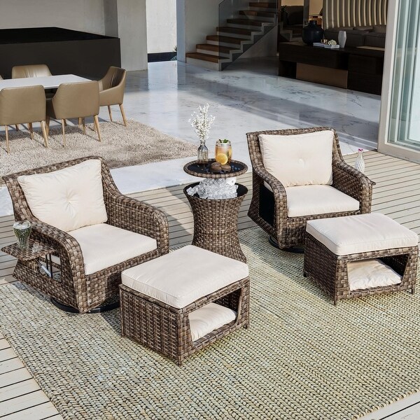 Leisure Zone 5 Pieces Outdoor Patio Furniture Set with Pet House