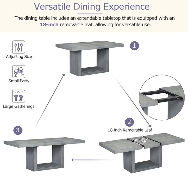 Extendable Dining Table Set with Removable Leaf,4 Upholstered Chair