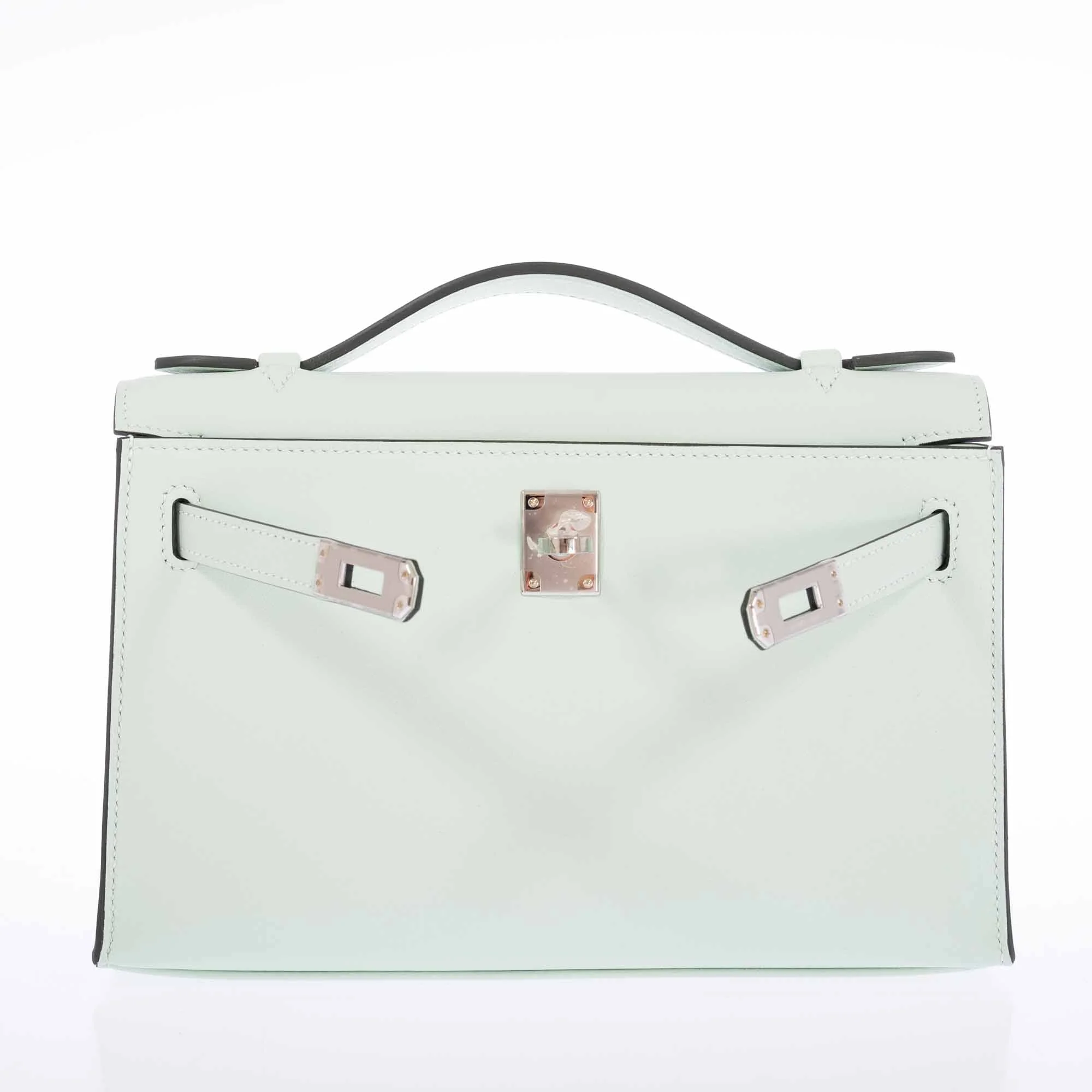 Hermès Kelly Mini Pochette Vert Peppermint Swift Palladium Hardware