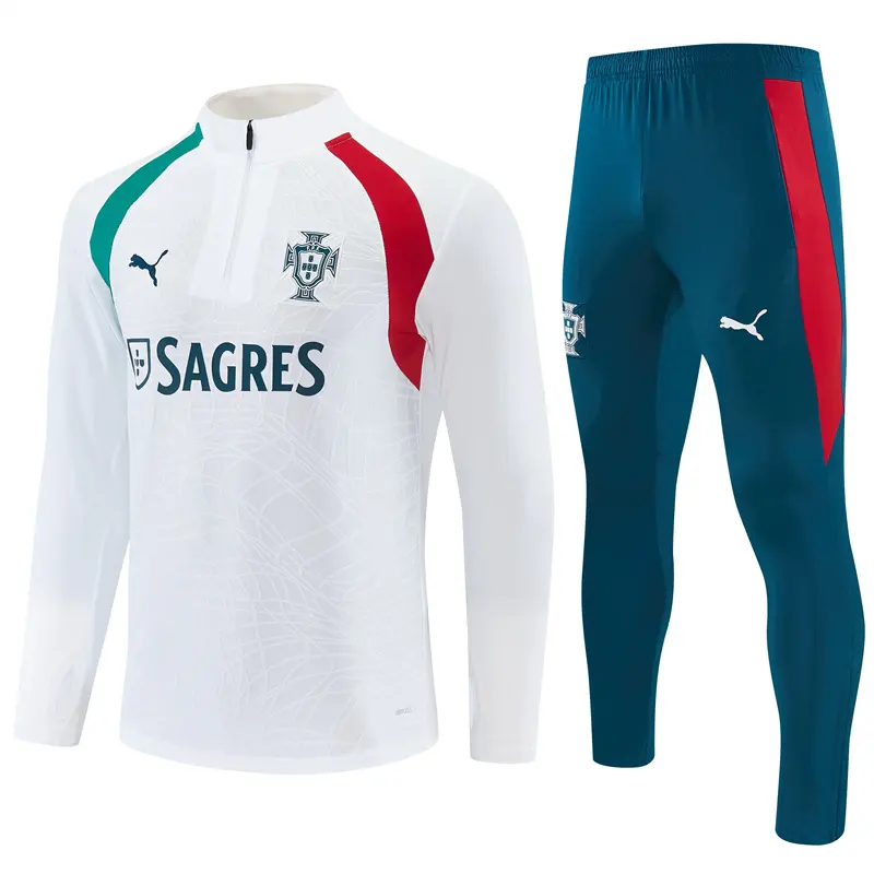 Portugal 26/27 Half Zipper Training Suit - White