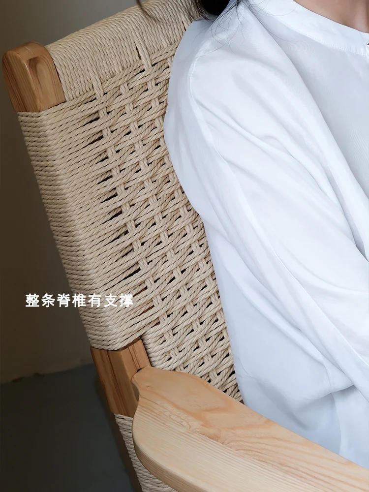 CH053-1 - Danish Vintage Paddle Chair: White, Handmade Rope, Single Seater