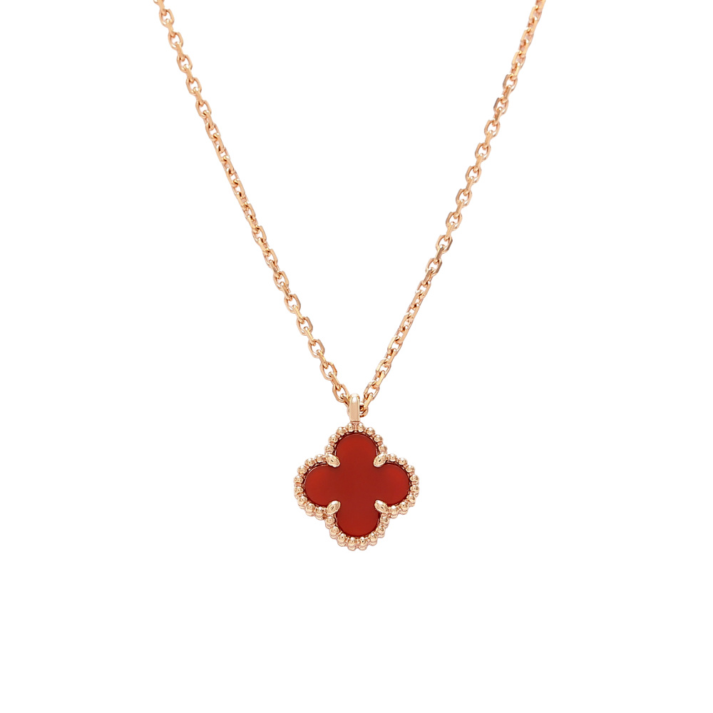 Van Cleef & Arpels Sweet Alhambra Necklace 18K Rose Gold Carnelian VCARN59M00
