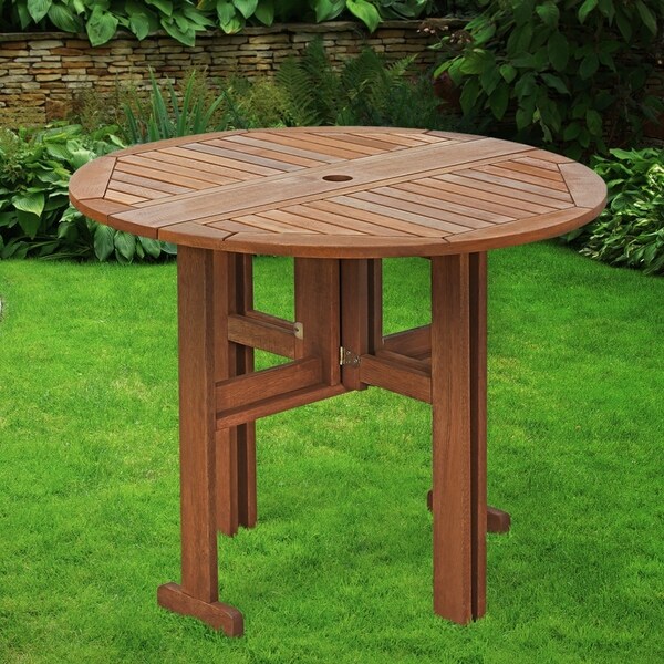 Furinno Tioman Outdoor Hardwood Gateleg Round Table,FG17035