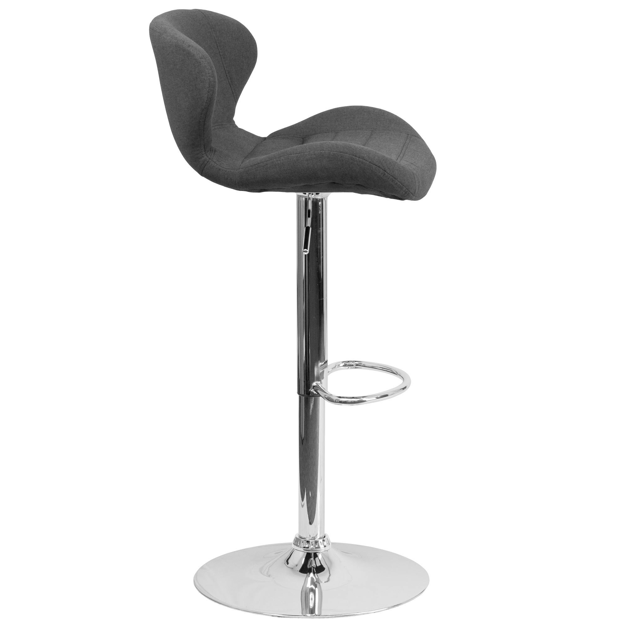Flash Furniture Contemporary Adjustable Height Barstool with Chrome Base - Charcoal Fabric
