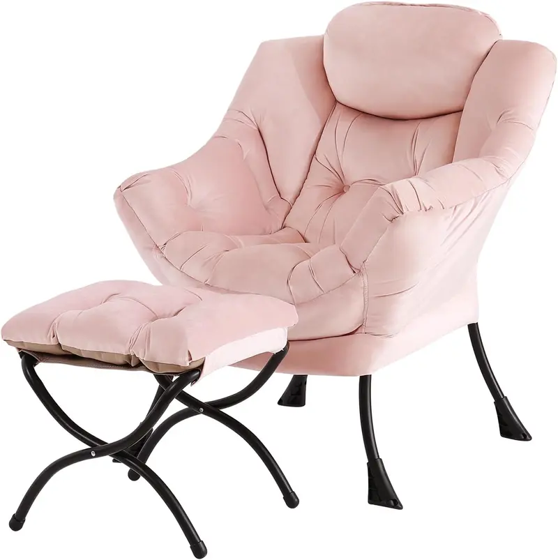 Tiita Modern Lazy Lounge Chair with Matching Ottoman – Large Leisure Armchair Set