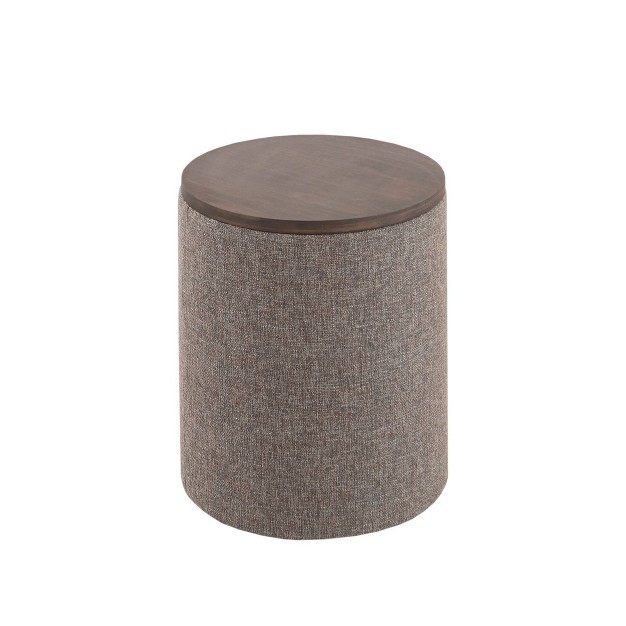 Round Marta Storage Ottoman Gray Ink ivy