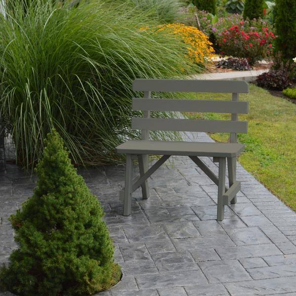 Yellow Pine Traditional Backed Bench 4ft / Gray Stain