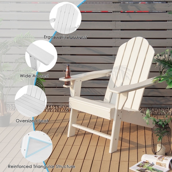 Costway Patio Adirondack Chair Weather Resistant Garden Deck W/Cup