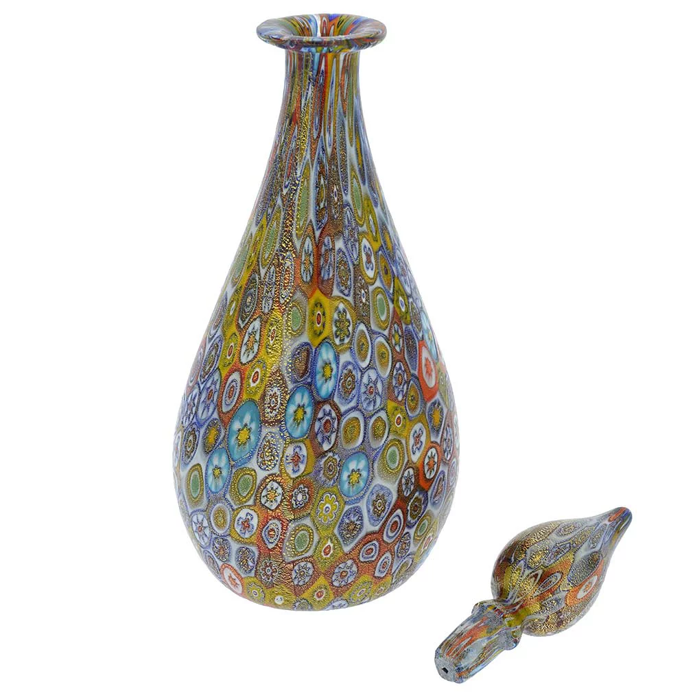 GlassOfVenice Murano Glass Millefiori Bottle Decanter - Multicolor